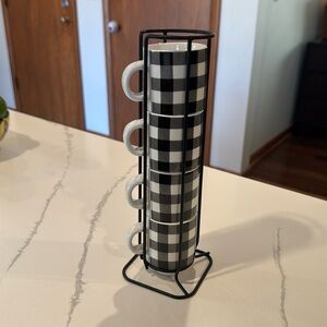 Expresso Cups with Stacking Rack Set of 4